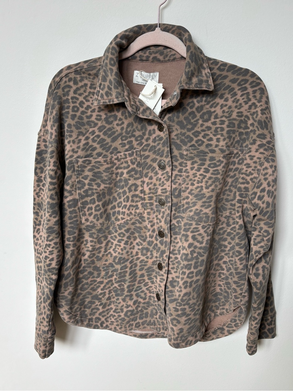 NWT $138 Z Supply All Day Leopard Jacket xs Button down collared shacket pockets